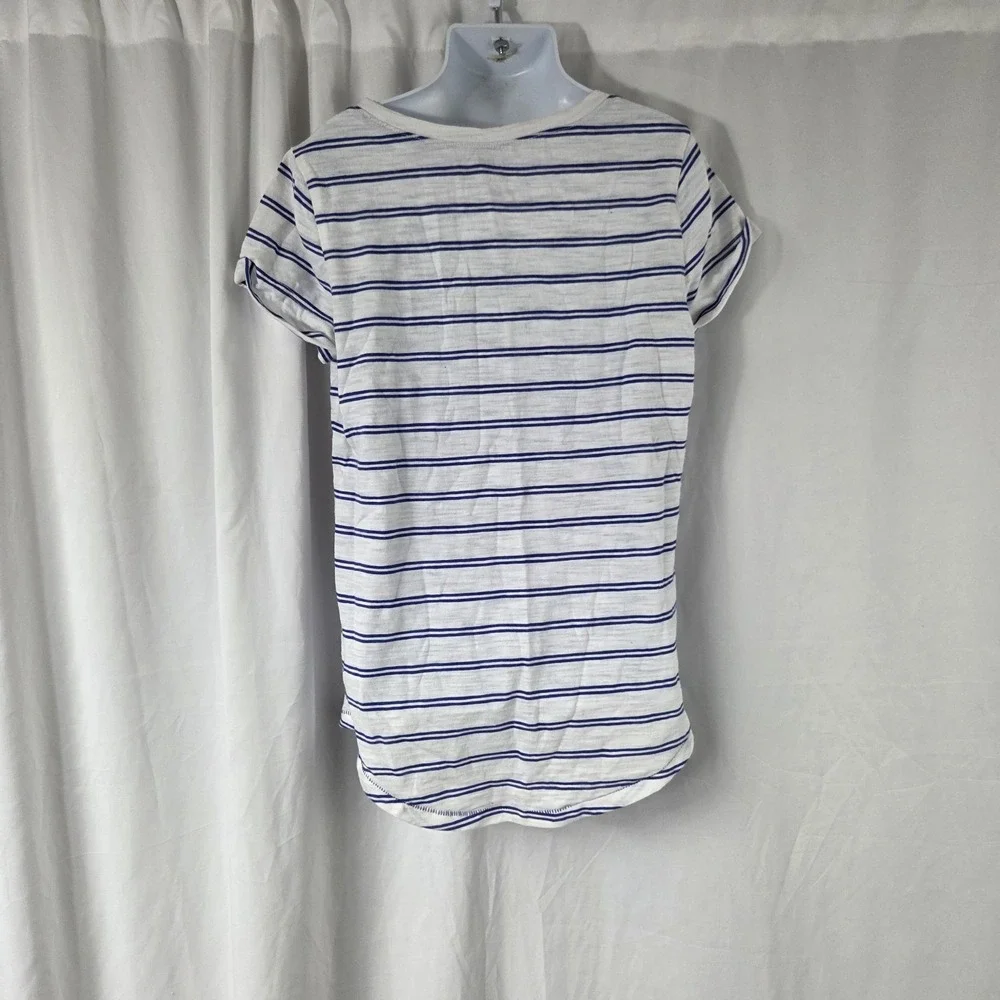 Old Navy Girls Size L Short Sleeve Round Neck Blue White Stripes